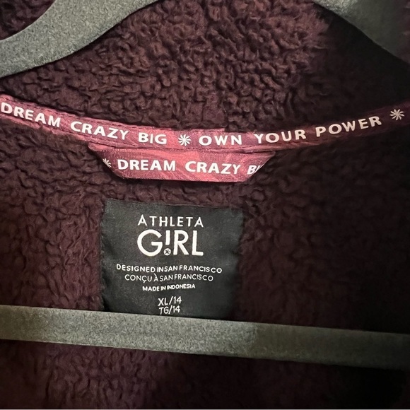 Beautiful Girls Athleta so toasty Sherpa jacket in burgundy/pink size XL/14 EUC - Picture 4 of 10